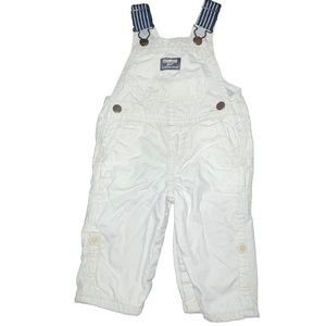 Osh Kosh Infant Overalls Size 6 Months Light Grey & Blue Lined Adjustable Strap